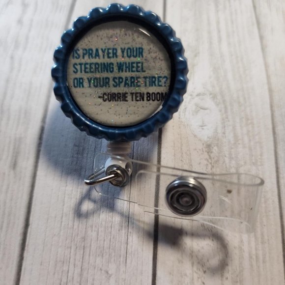 Is Prayer Your Steering Wheel or Your Spare Tire Badge Clip - ID Holder - Picture 1 of 2